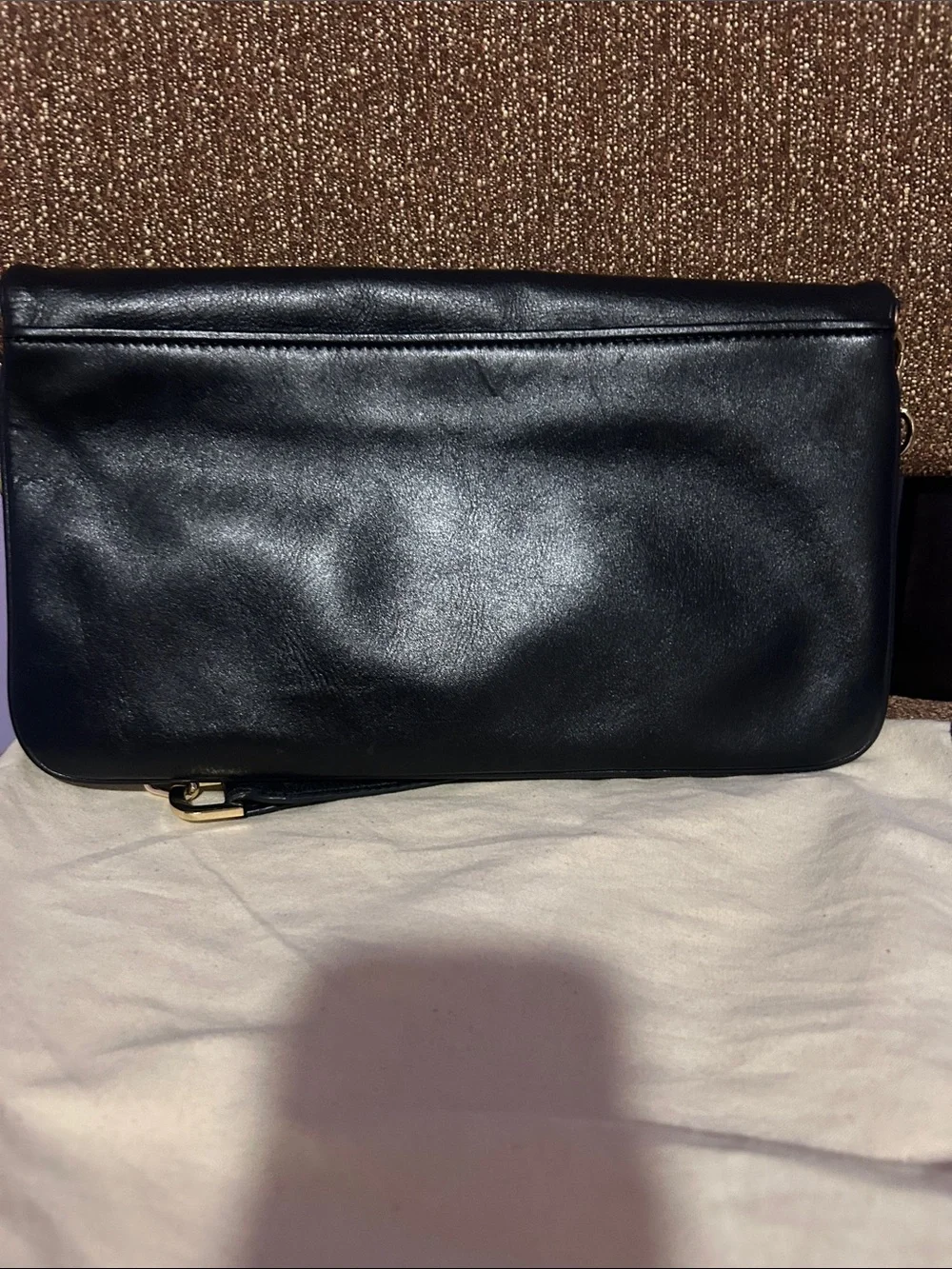 Tory Burch Black Leather Logo Chain-Handle Clutch